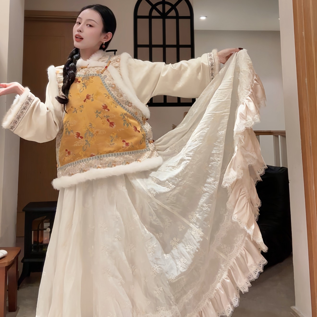 寶.ZBB《小锦鲤》加厚水貂毛马甲