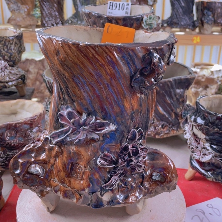 紫砂花盆景德镇陶瓷021