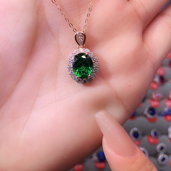 透辉石吊坠银S925镶嵌