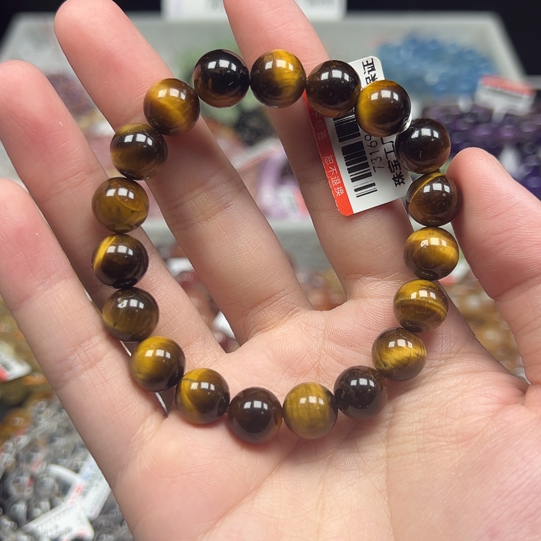 水晶手链未镶嵌卡10闪电纹黄虎眼石49
