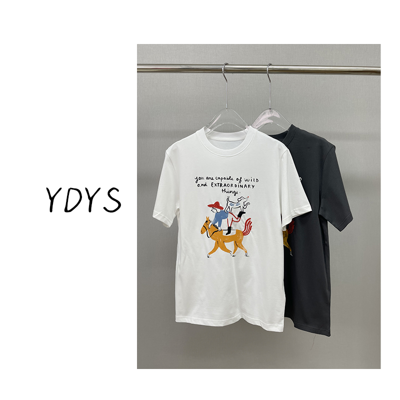【YDYS】25K00015 2025新款时尚气质小马刺绣T恤