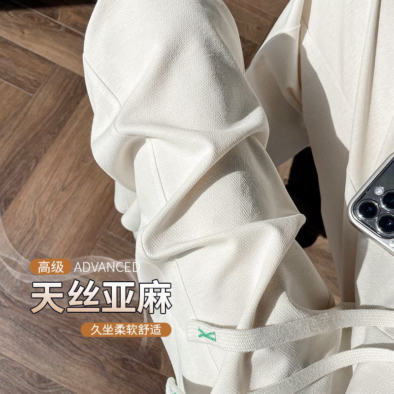 天丝亚麻直筒裤女2025夏季新款窄版阔腿裤夏日轻薄长裤梧桐棉麻裤