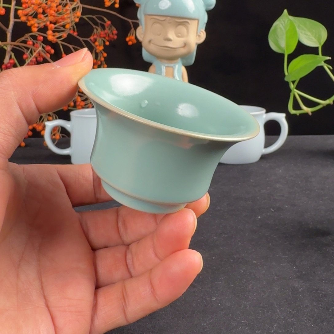 陶摆件汝瓷天青小马蹄杯