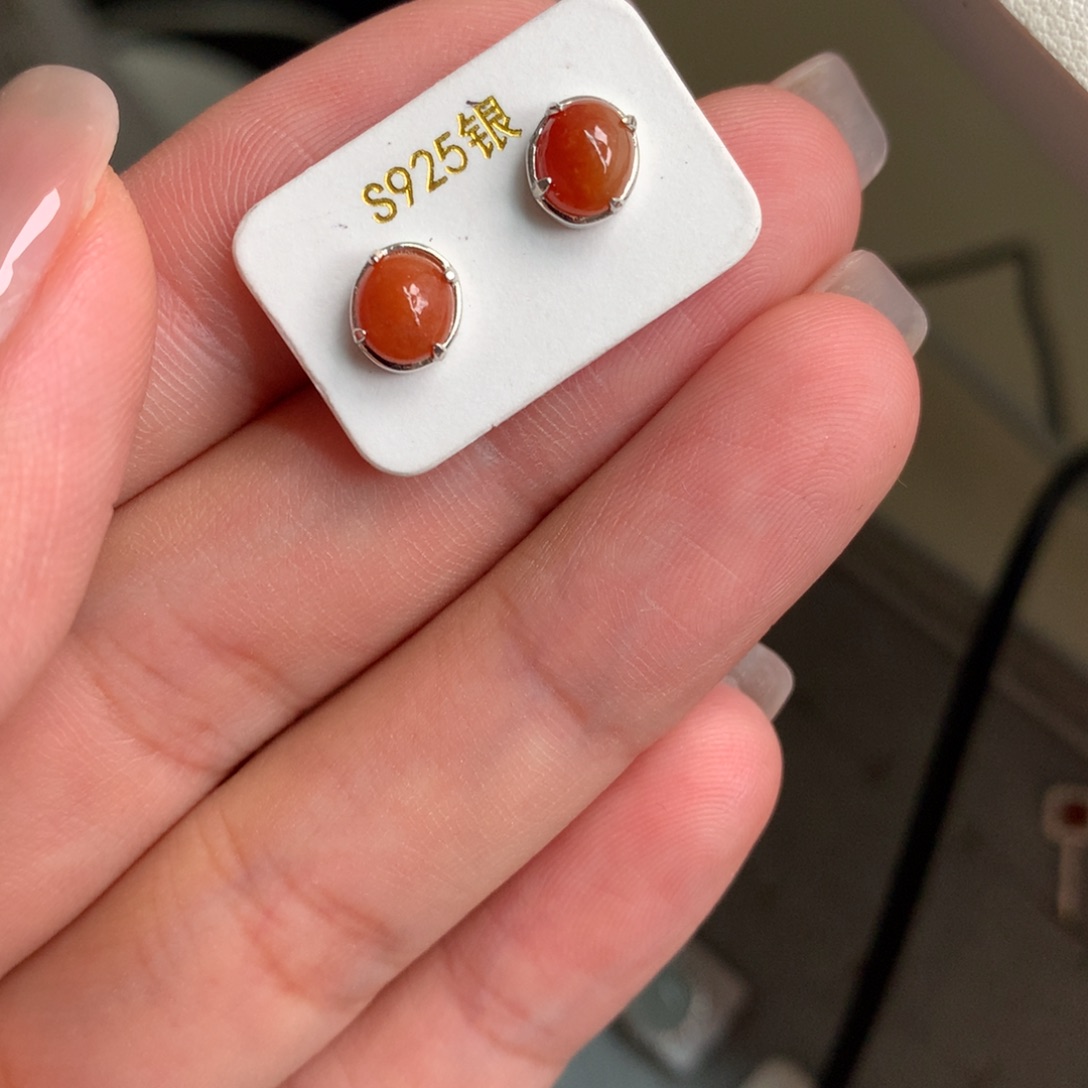 翡翠银S925镶嵌吊坠(不含链)耳钉