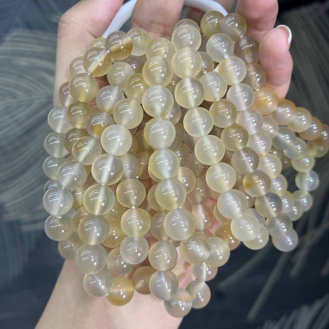 （10mm深蜂蜜水）逊克北红玛瑙蜂蜜水浅香槟色单圈手串逊克玛瑙