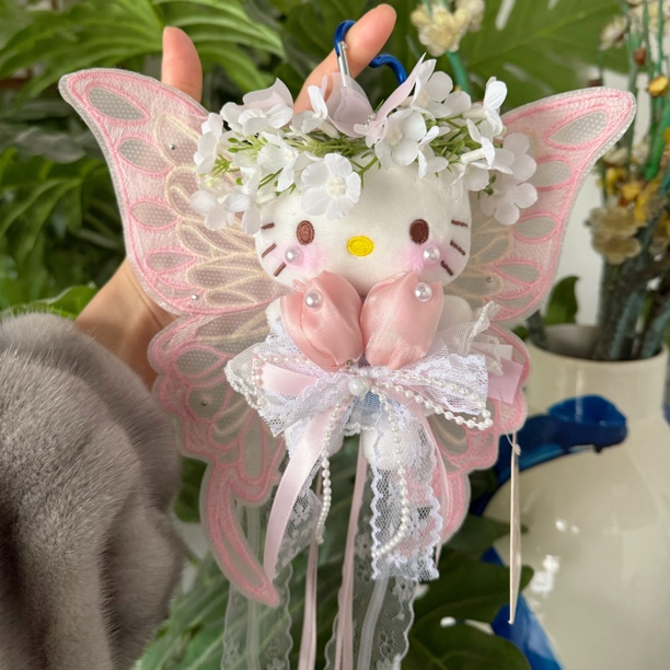 【正版KT】粉色花仙子KT包包挂件可爱毛绒钥匙扣挂饰书包挂件礼物