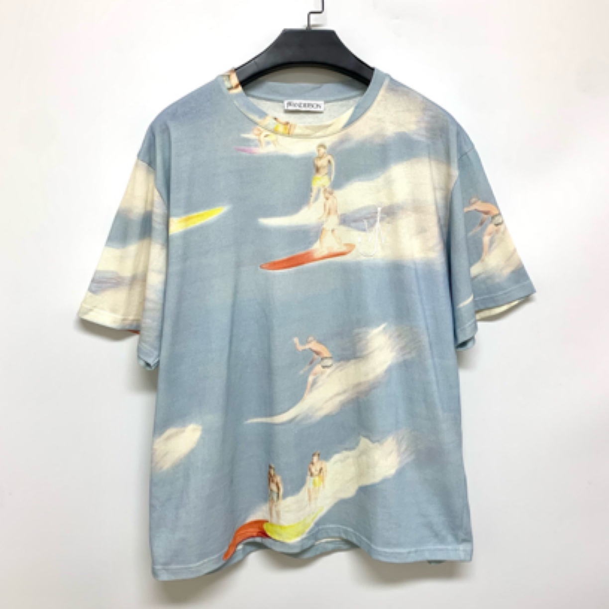 99新 maje 【JW Anderson】冲浪刺绣蓝白色短袖/L 码/瑕疵如图Y0577