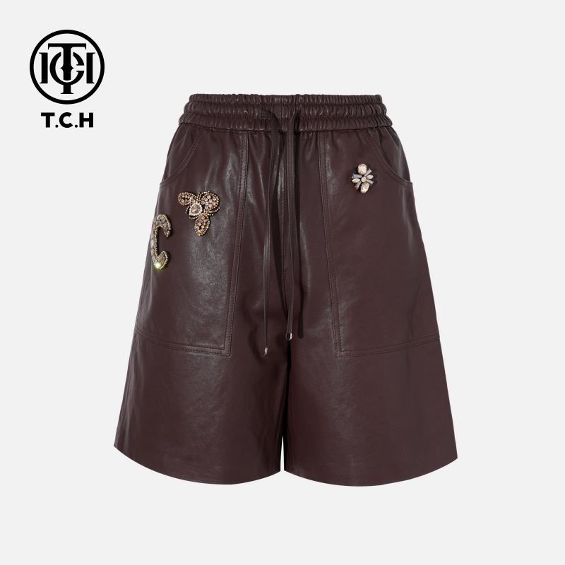 TCH私服烫钻工艺新时尚淑女百搭新潮流短裤女T75C21E5010轻奢tch