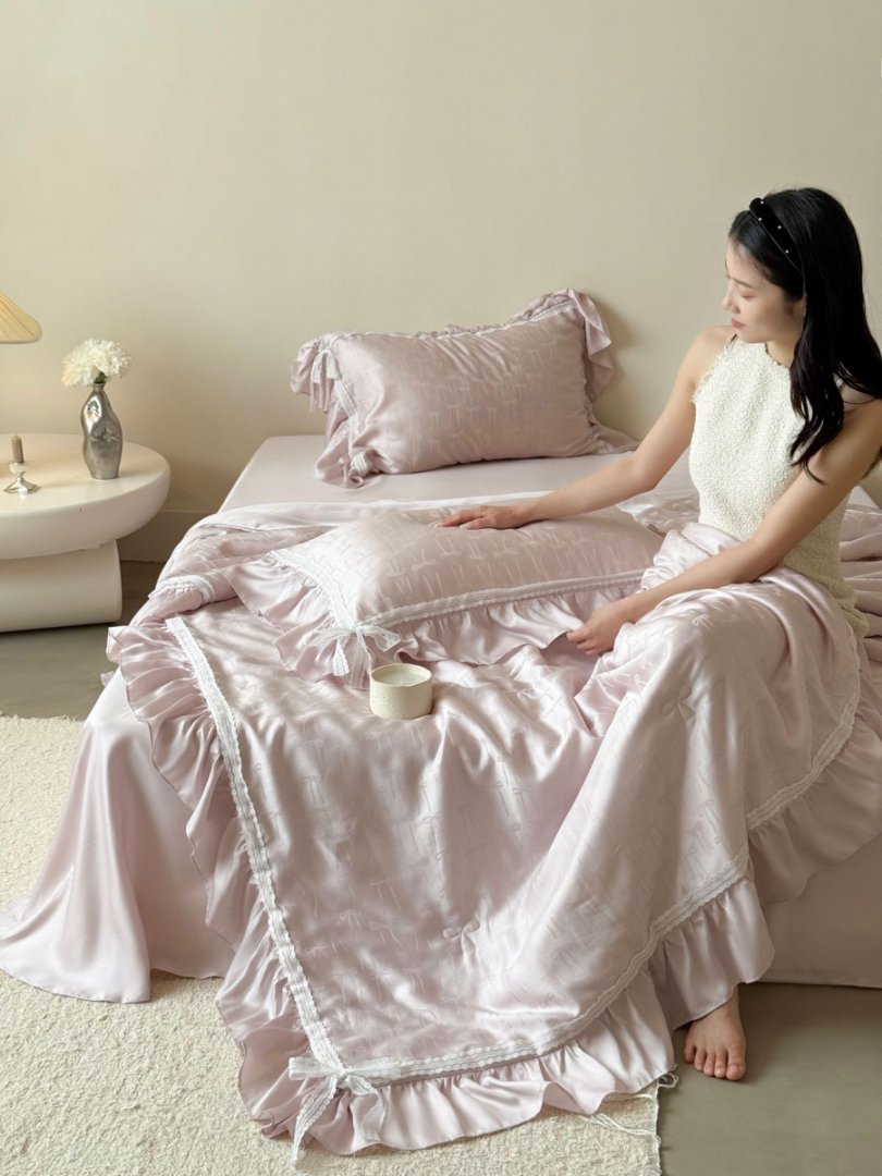 【赫本夏凉被床单款四件套】名媛风简约大气兰精天丝夏凉被四件套