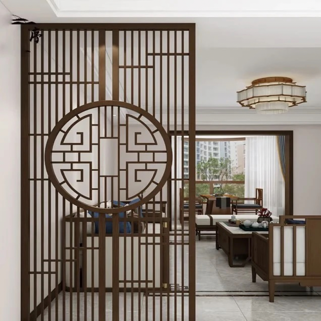 铝合金屏风花格办公室餐馆茶楼酒店轻奢客厅隔断墙玄关屏风定制
