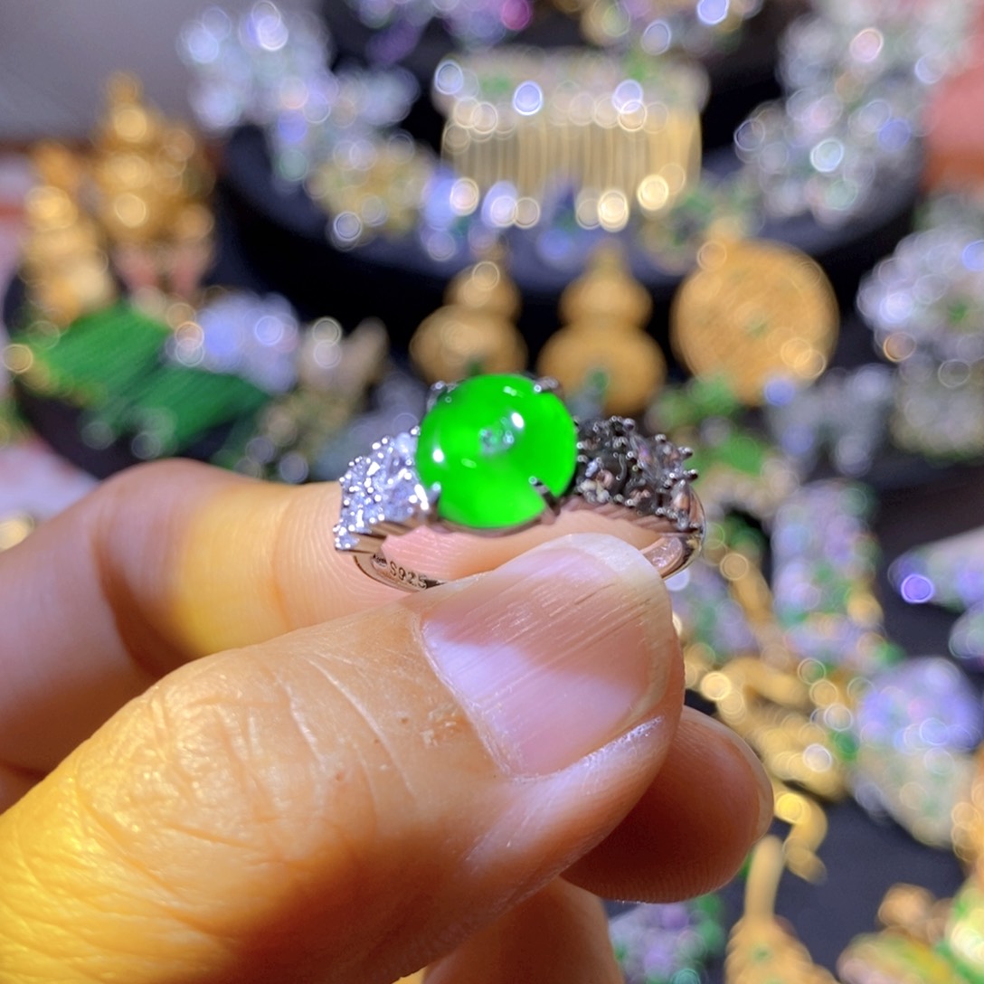 吊坠(不含链)银S925镶嵌翡翠