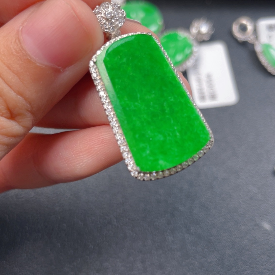 翡翠银S925镶嵌吊坠(不含链)n j k m