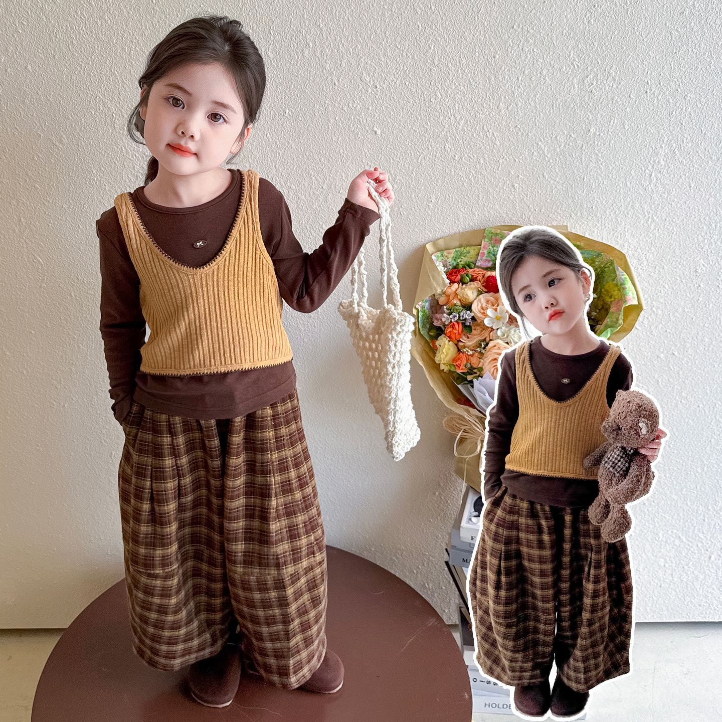 女童套装春秋季2025新款洋气时髦韩系洋气宝宝儿童秋装穿搭衣服