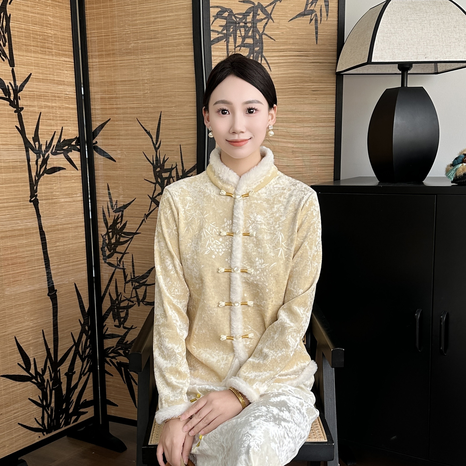 花间堂【初尘】秋冬新款新中式中国风气质时尚加绒加厚上衣打底衫