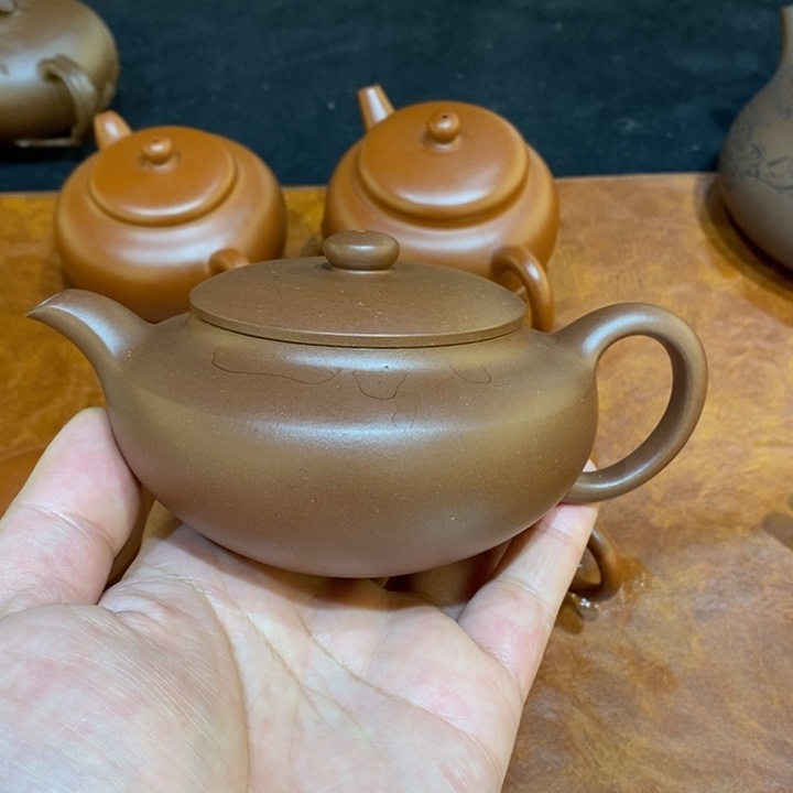 蓝***思紫砂茶壶全手汉扁