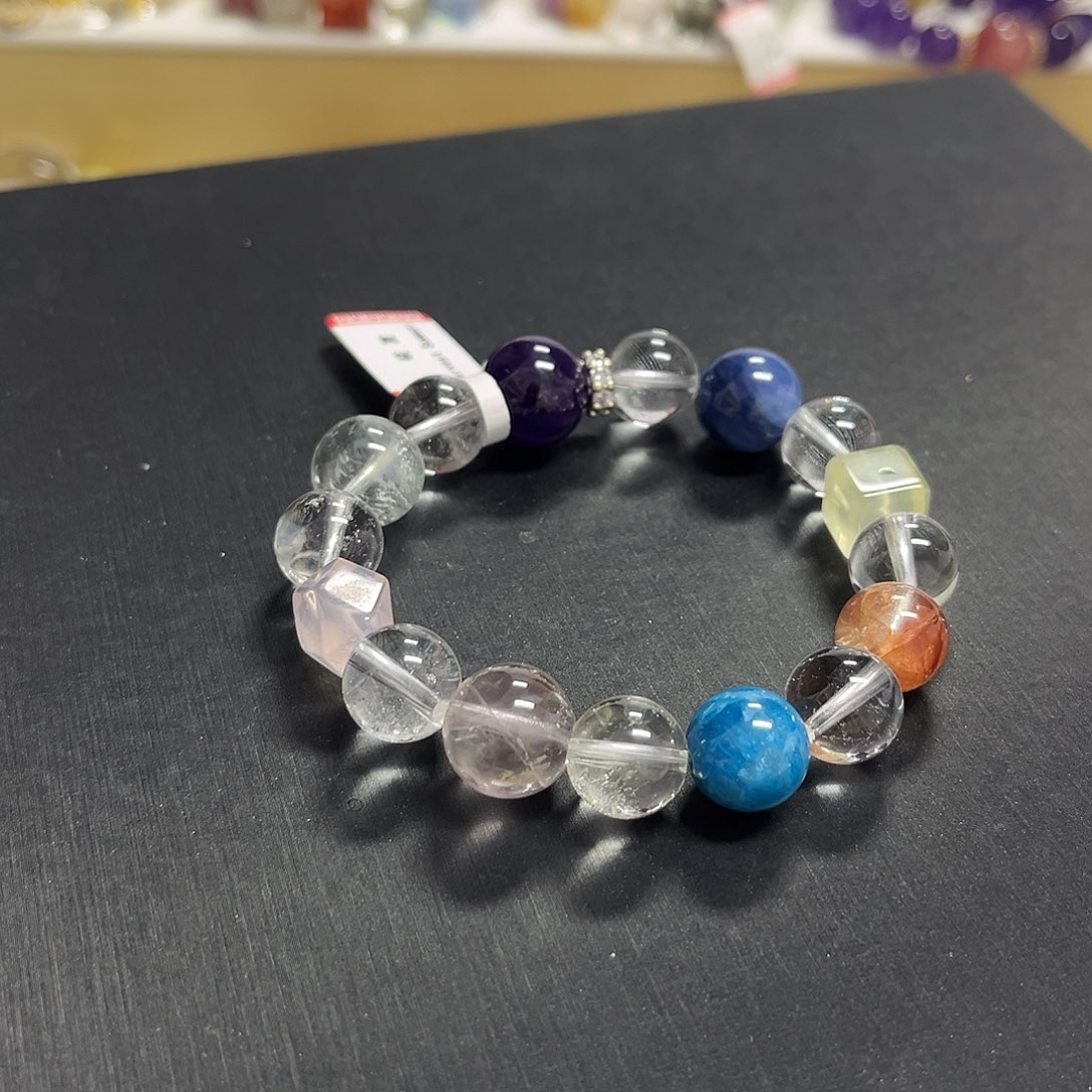 手链水晶未镶嵌白水晶加多宝设计款手串