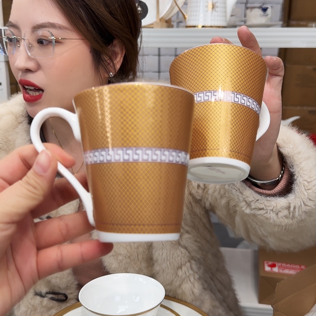 骨瓷高骨马克杯370ml2只外贸尾单