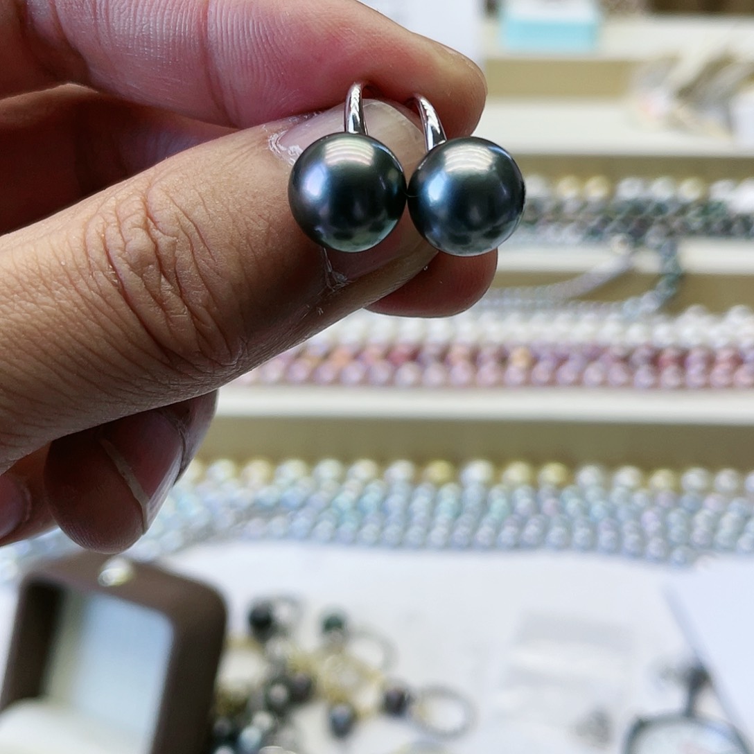 海水珍珠耳饰银S925镶嵌