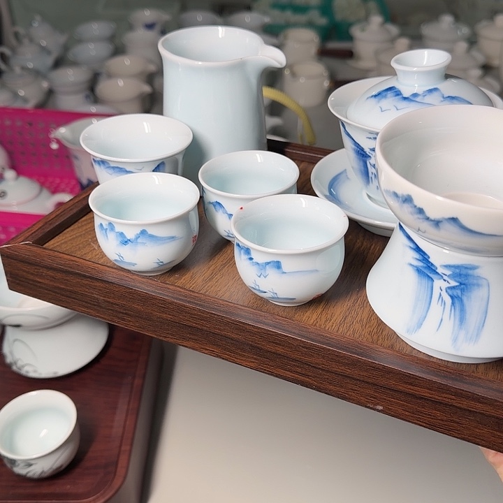 微瑕老物件影青系列三才山水套组