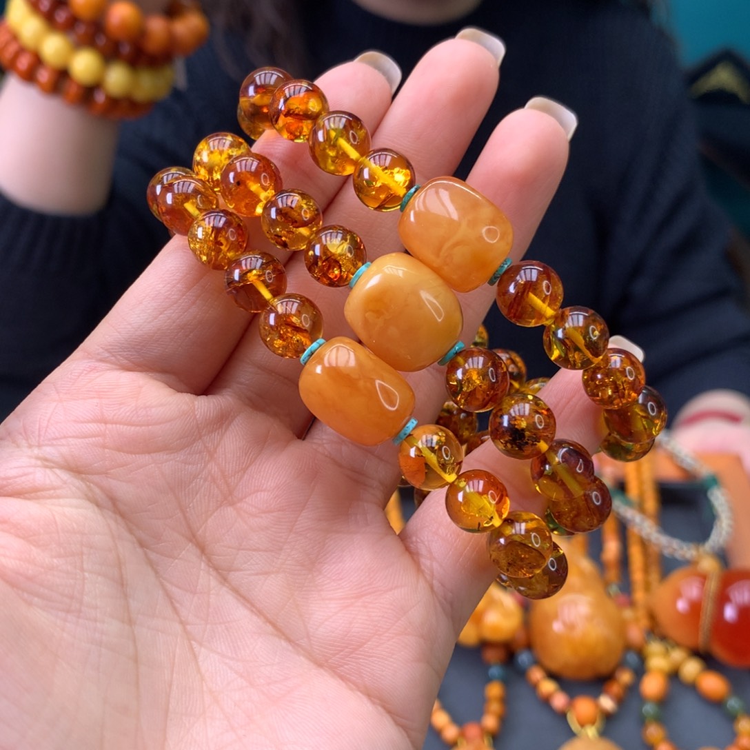 琥珀未镶嵌手串多样性发一
