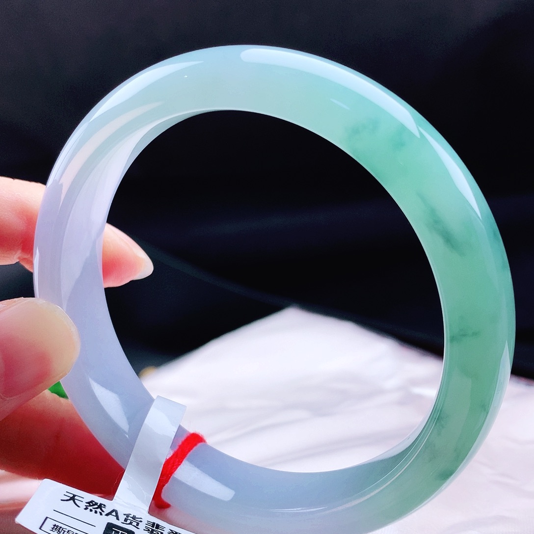 未镶嵌手镯翡翠57+冰胶绿