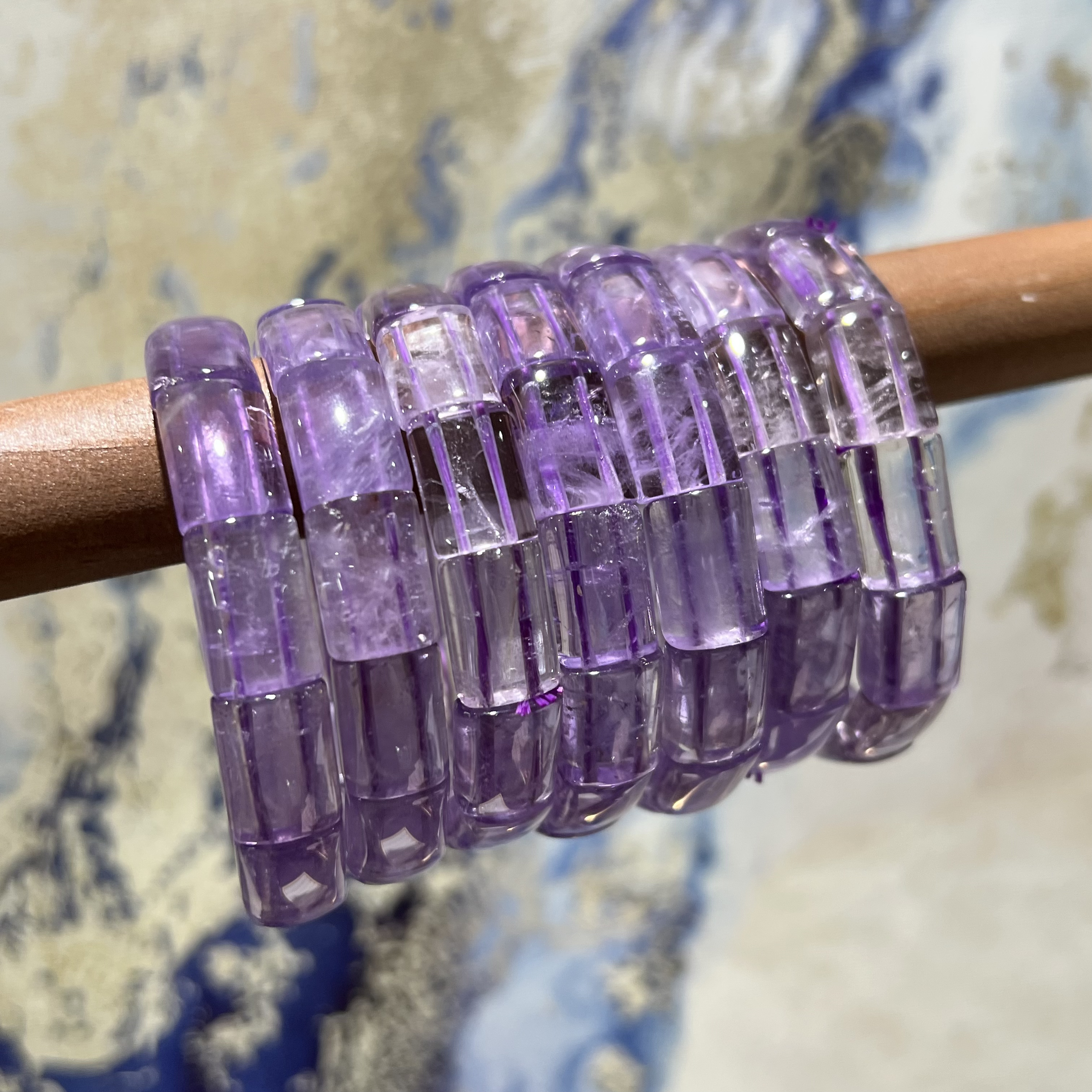 【月月家】X023天然水晶 紫水晶手牌10-16mm 多样性发其一