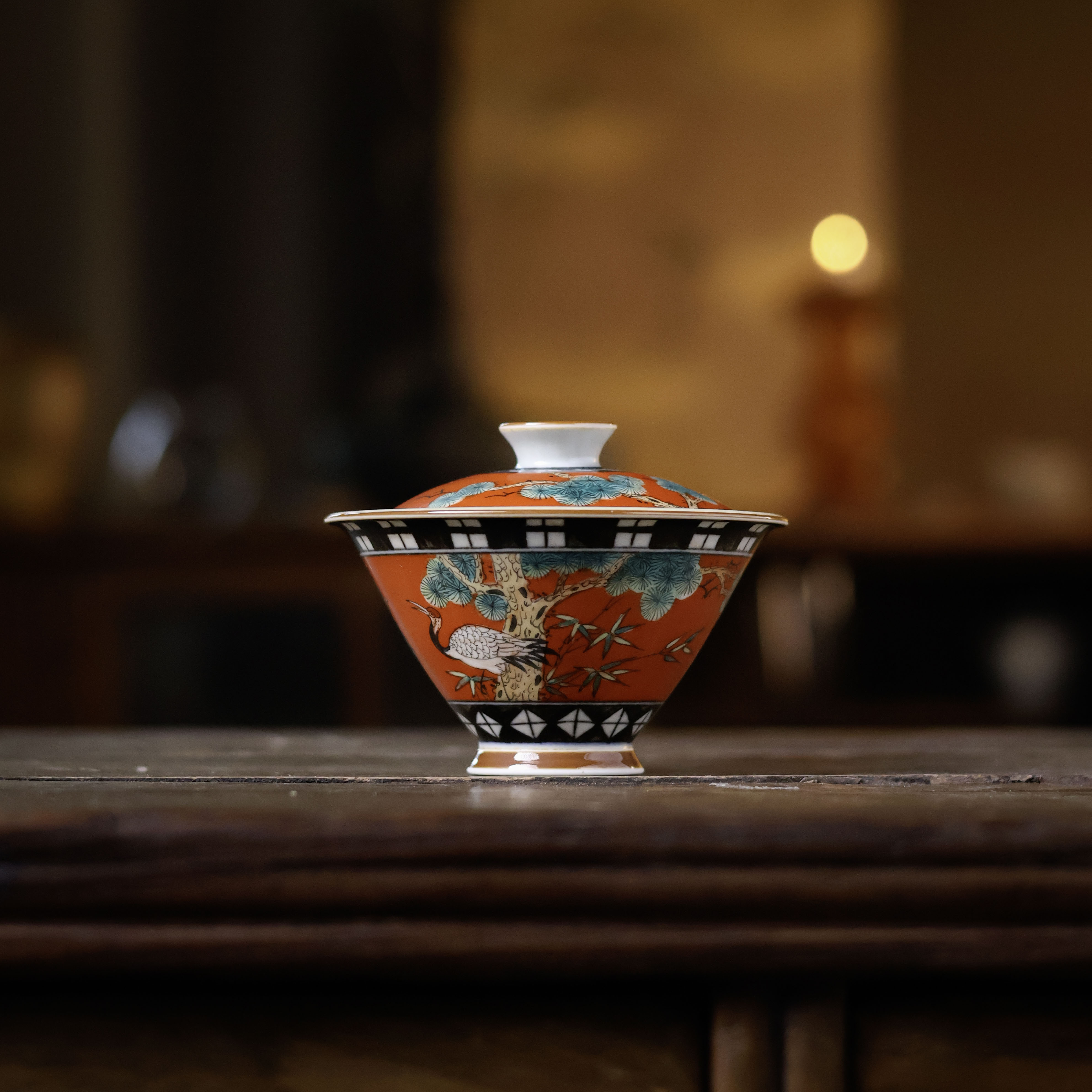 【非遗好物】松鹤延年斗笠盖碗（霖溪0083）