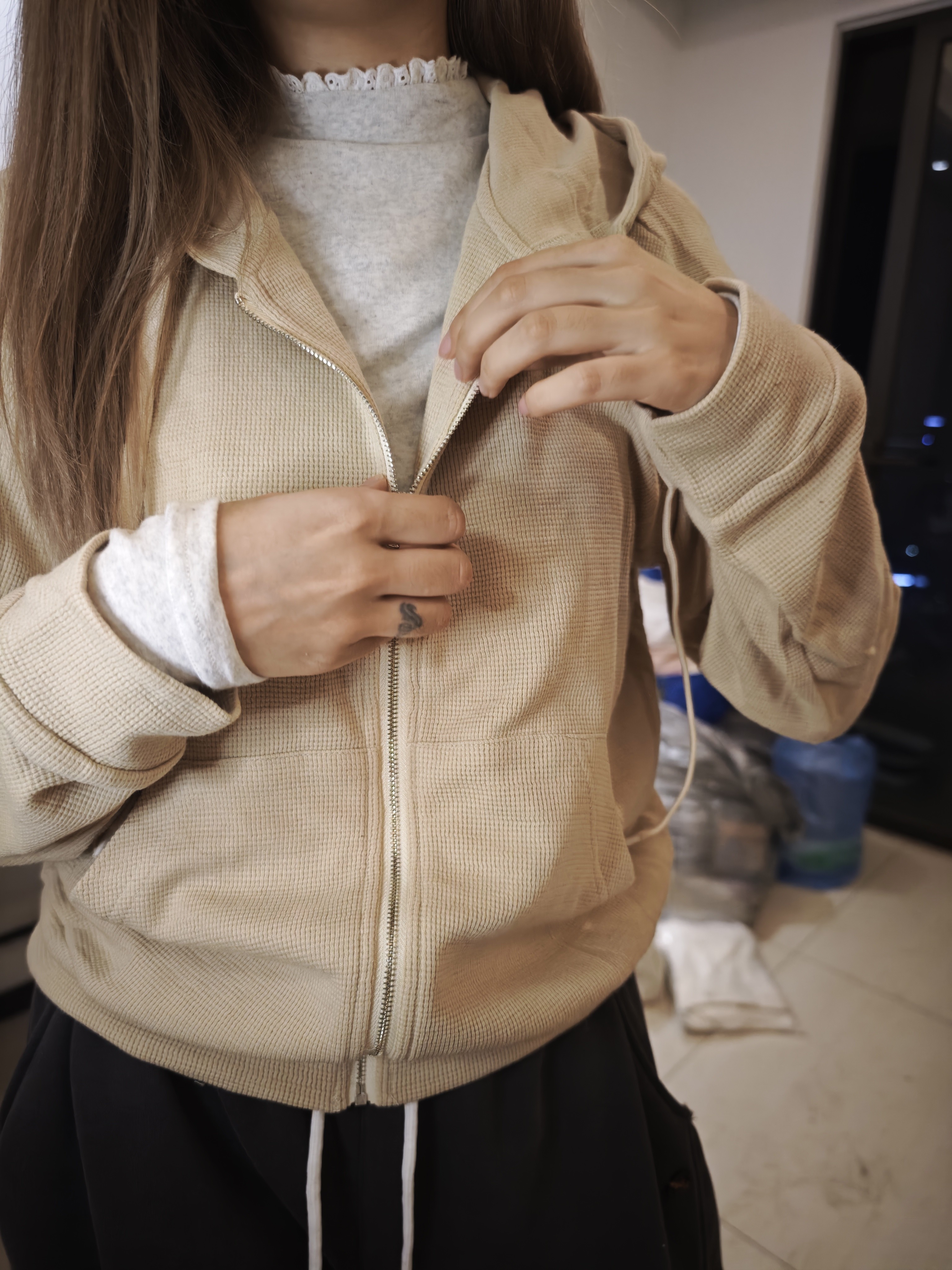 保暖休闲风秋季长袖休闲拉链厚款开衫连帽女士卫衣
