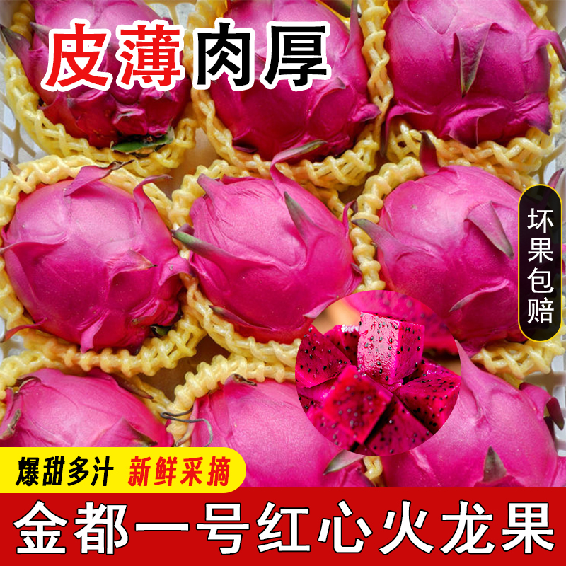 正宗【金都一号】红心火龙果超填多汁肉厚皮薄现摘现发坏果包赔