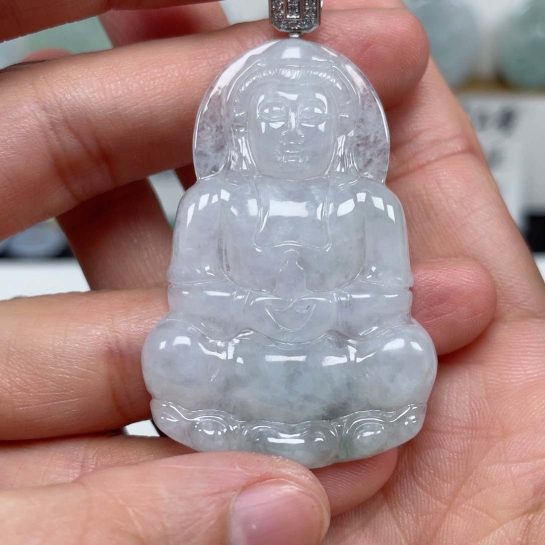 翡翠颈饰未镶嵌天然翡翠A货观音116号