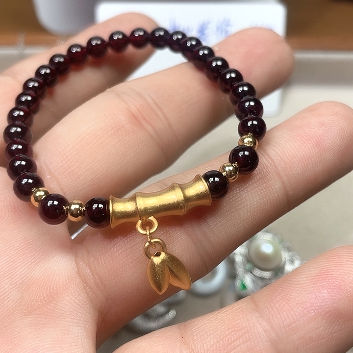 掌****坠链均925银珐琅竹节手链