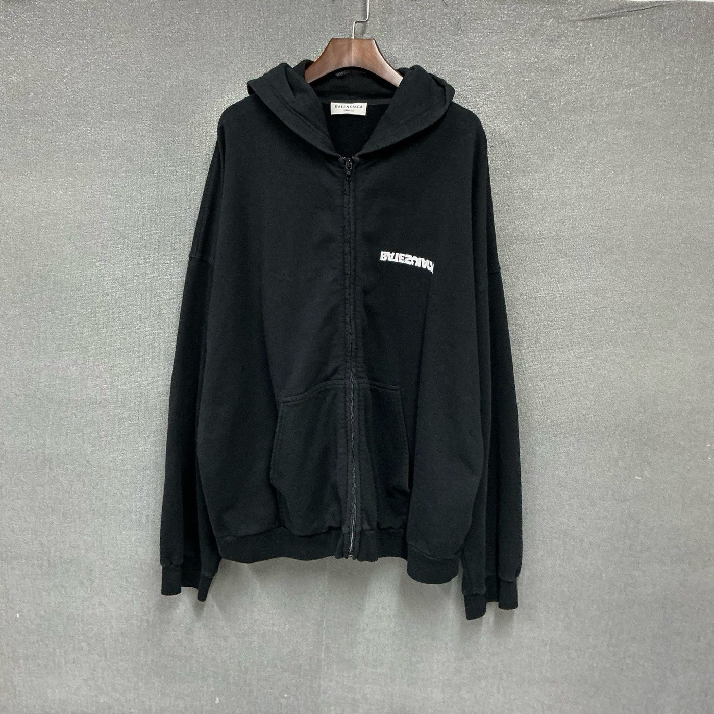 99新 Balenciaga/巴黎世家 反转倒置拉链帽衫卫衣4码/7465