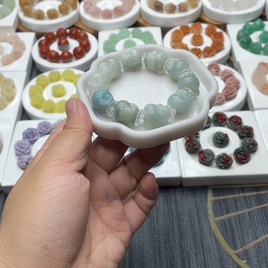 石英质玉（非洲翠）合金手串