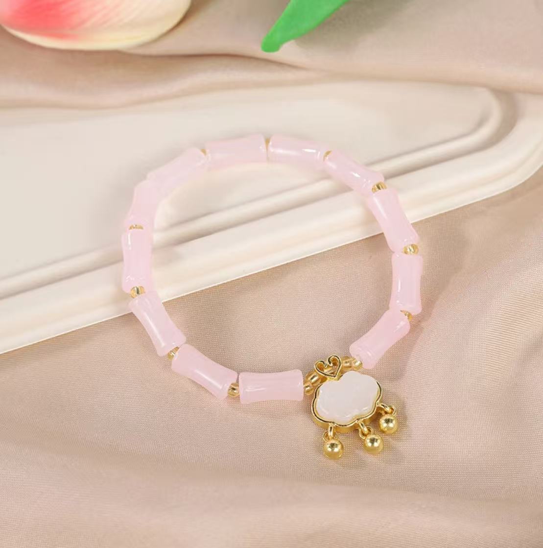 竹节平安锁粉琉璃（无礼盒）608