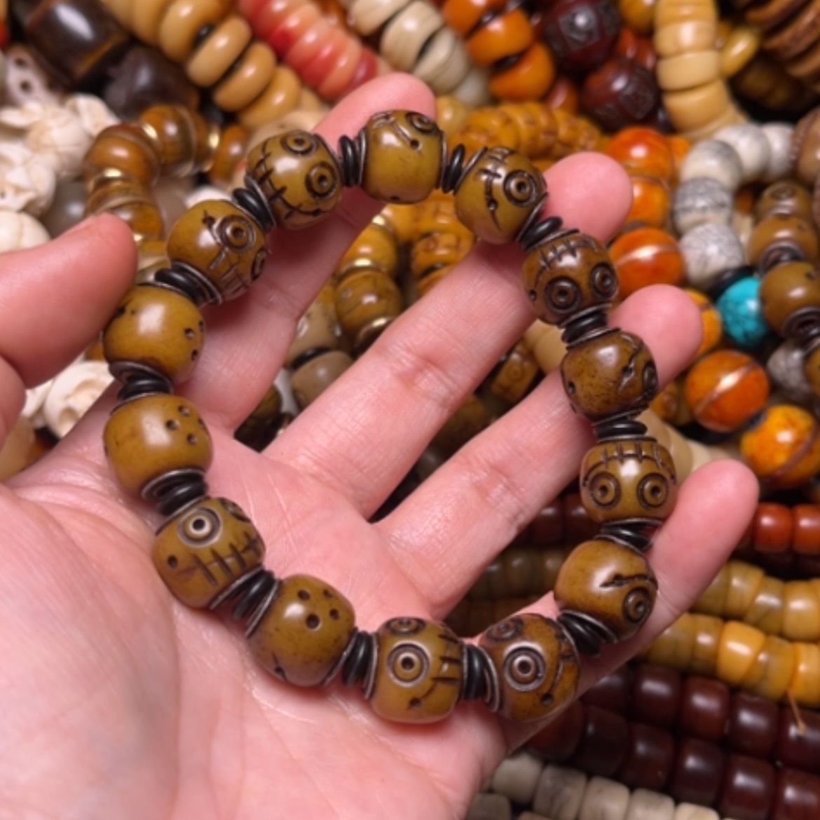 【闪购商品】牛骨手串/手链牛骨原色阿呆14×14颗