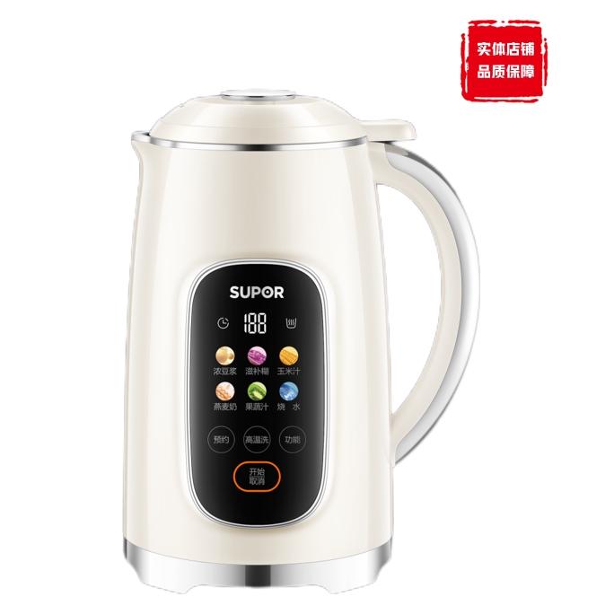 SUPOR/苏泊尔豆浆机P91干豆免滤316L不锈钢内胆彩屏大显低音1.2L