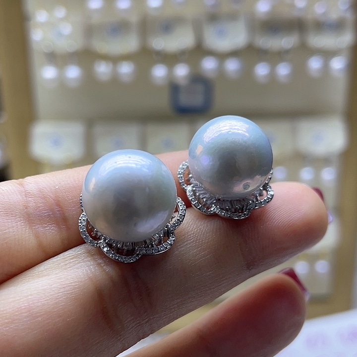 淡水珍珠耳饰银S925镶嵌