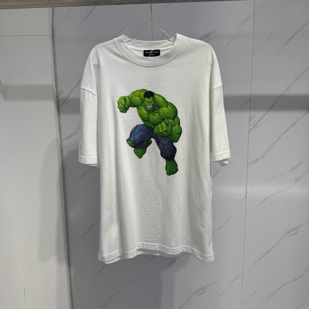 95新 Balenciaga/巴黎世家 绿巨人浩特漫威联名白色短袖/XS码