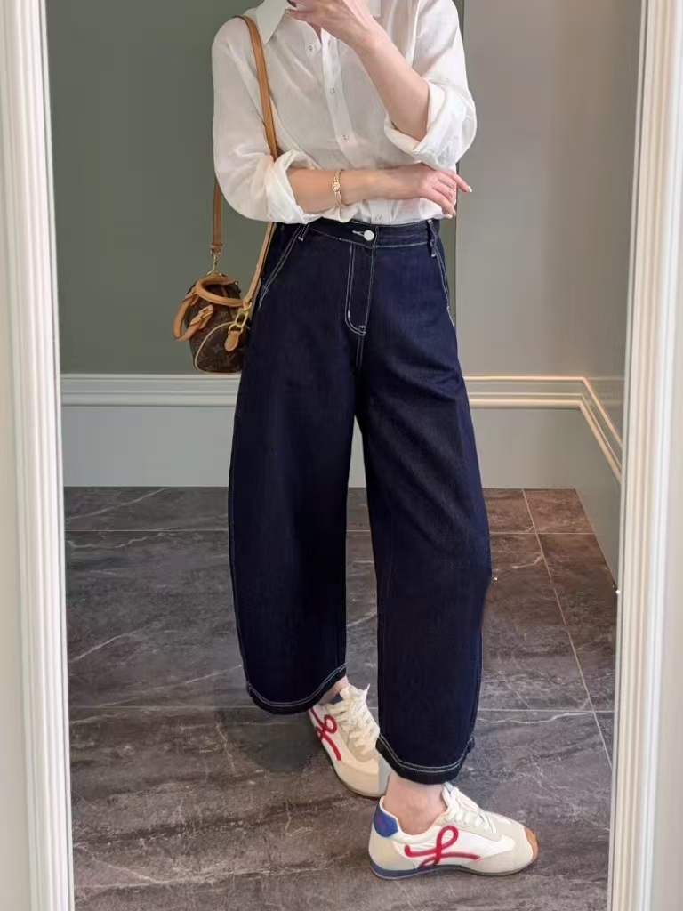 SU【120】花87 愫玥 薄款八分弯刀牛仔裤2025夏季新款纸沙小个子款~