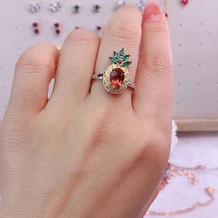 水晶戒指银S925镶嵌戒指