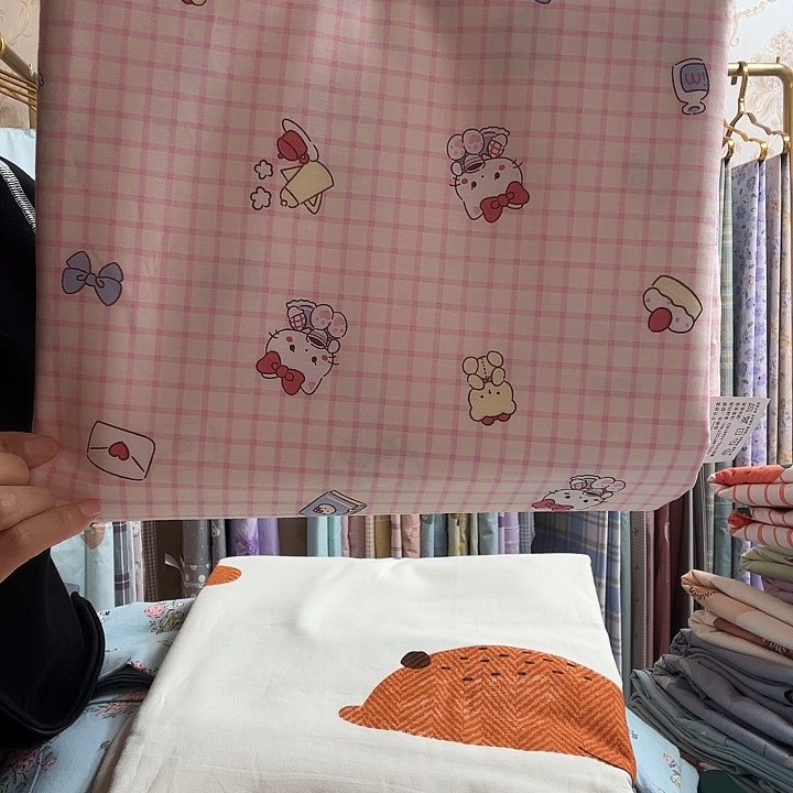 全棉全棉单人床三件套小猫款