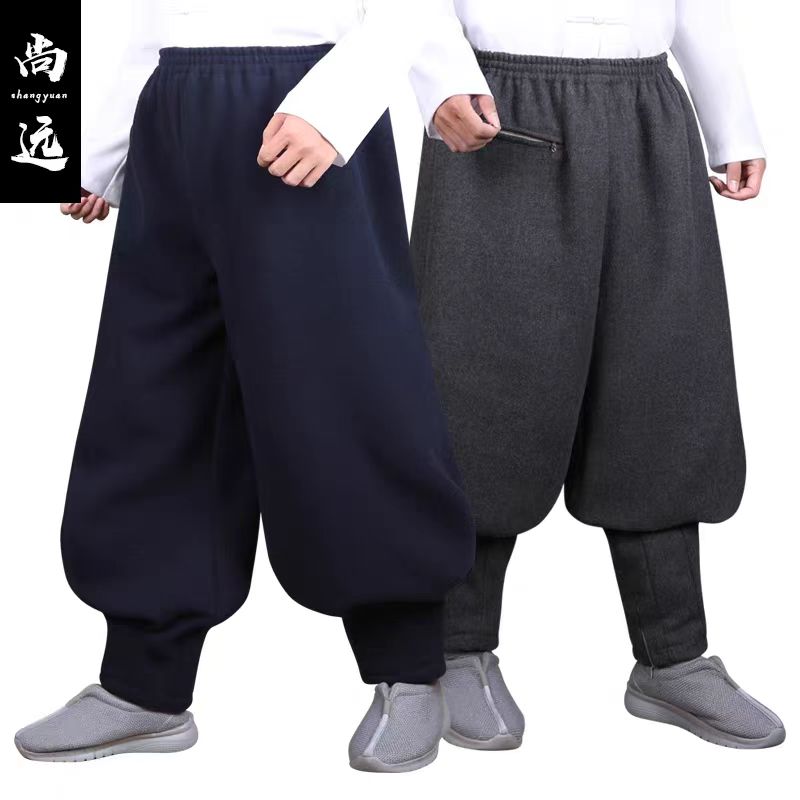 尚远新款冬季加厚僧裤双面绒僧服免绑腿拉链裤新版裤禅修裤练功裤