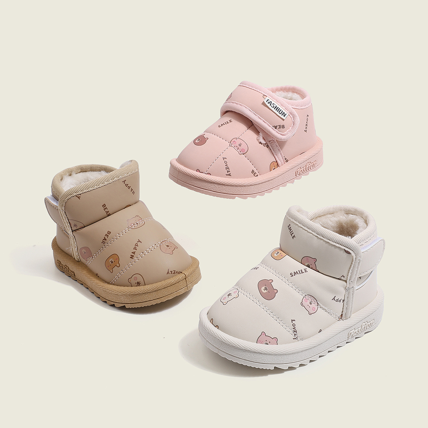 加绒加厚保暖雪地靴棉鞋冬季保暖鞋婴儿学步鞋男女童鞋1-6岁防水