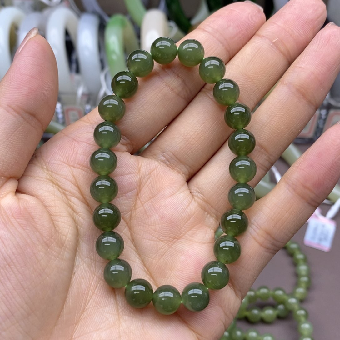 和田玉手串未镶嵌紫**摆卡8