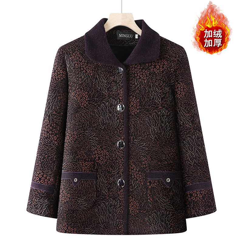 奶奶加绒外套女中老年人新品妈妈秋冬装上衣60岁70老太太老人衣服