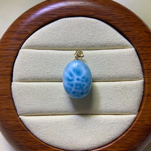 海纹石蛋面18k金龟背纹高冰玉化吊坠女神礼物气质款