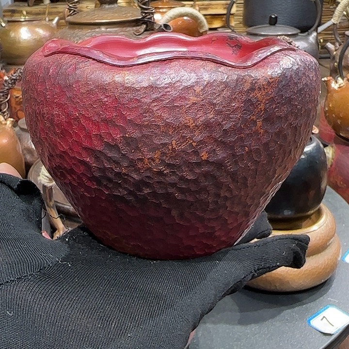 像***人紫铜手工制作约900毫升容量茶渣罐