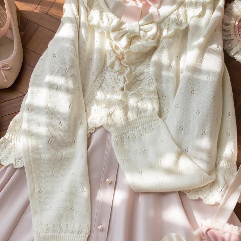 原创夕雾奈奈Lolita毛衣开衫复古针织开衫软妹外套