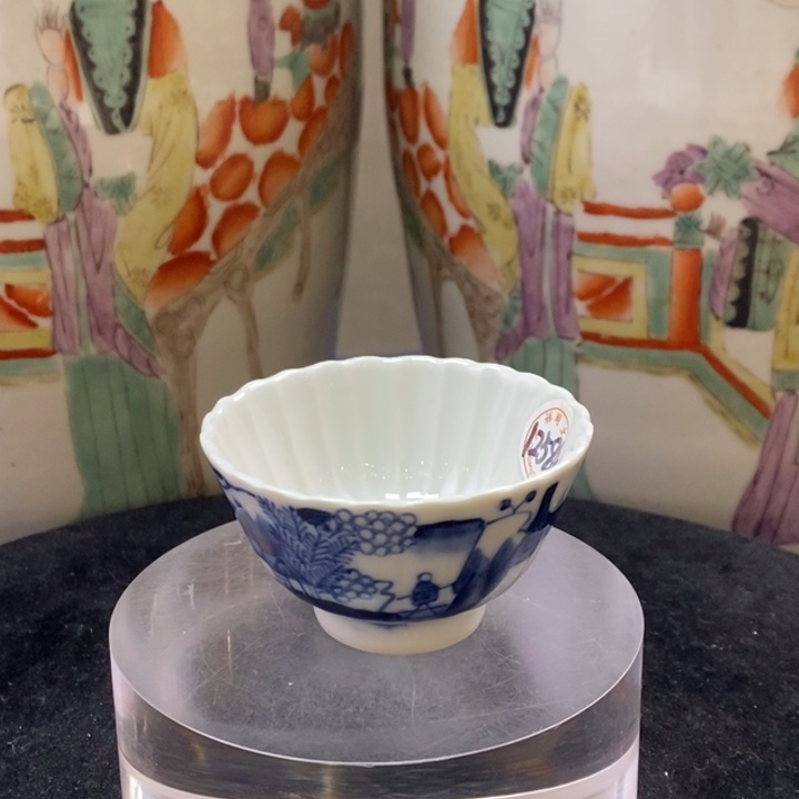 杯子12584青花山水瓜棱茶园