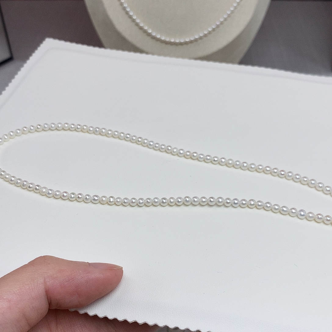 耳饰淡水珍珠银S925镶嵌3-4mm 强光